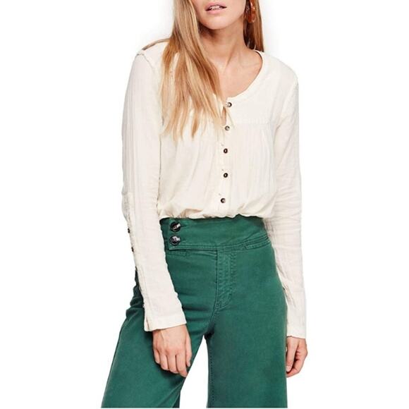 Free People Cream Sand Dune Henley - Picture 7 of 8